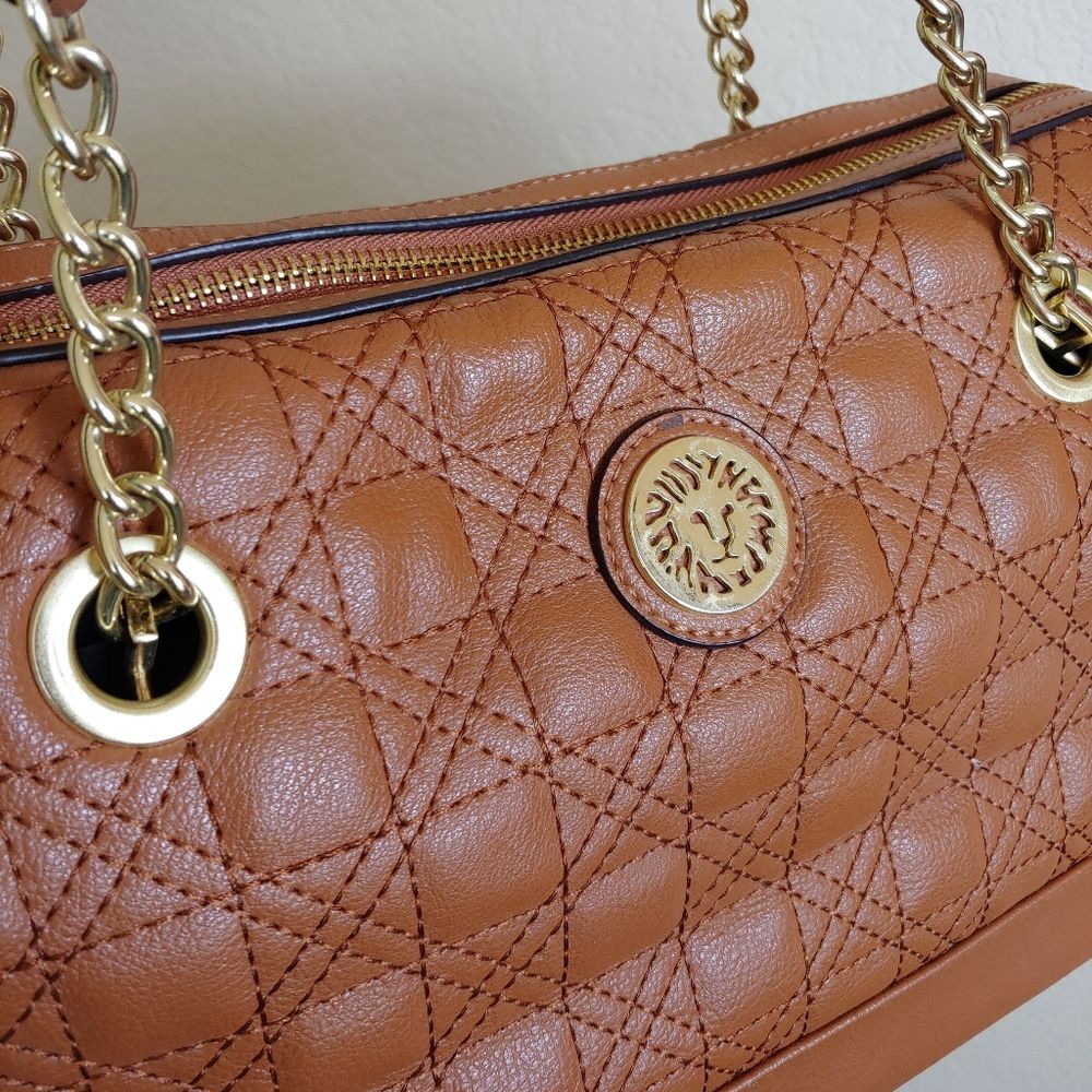 Anne Klein large bag faux leather shoulder bag chain straps quilted purse - Picture 7 of 8